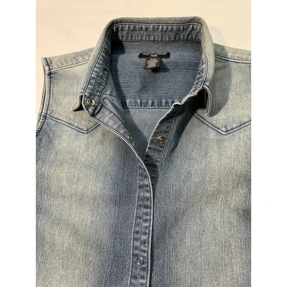 Polo Jeans Co. Ralph Lauren Women's Denim Sleeveless Western Shirt – Medium